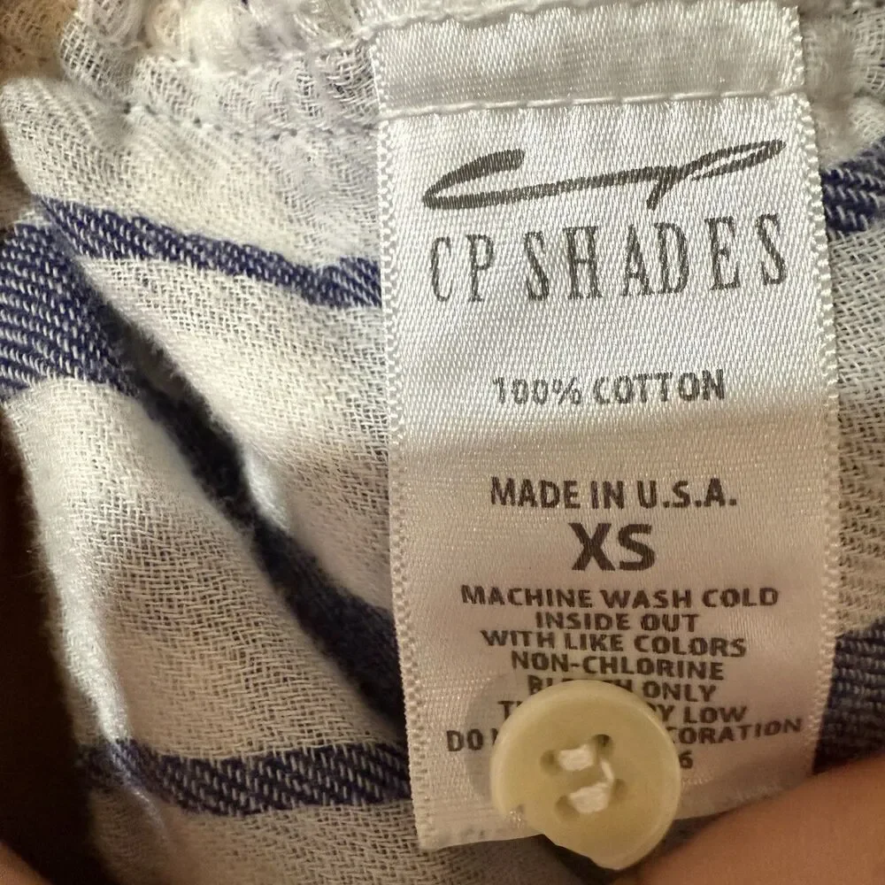 CP Shades Shirt Womens XS Blue Plaid Double Cloth Cotton Button Front USA